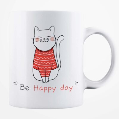 Cană albă personalizată - Be Happy Day