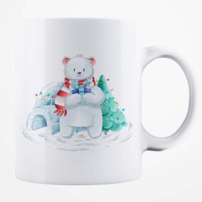 Cană albă personalizată - Christmas Bear