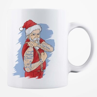 Cană albă personalizată - Strong Santa