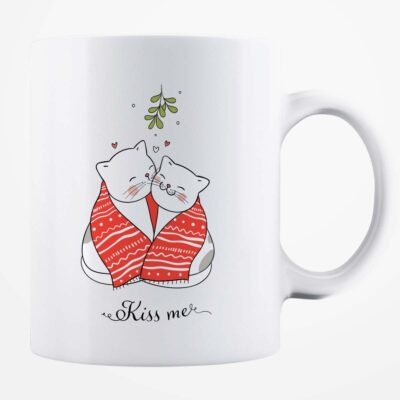 Cană albă personalizată - Kiss me!