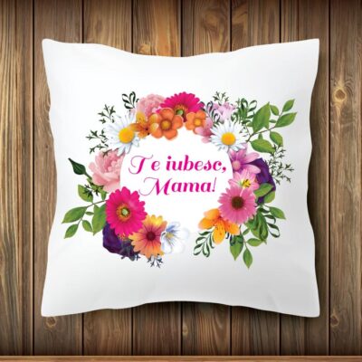 Pernă personalizată ”Te iubesc, mama!”