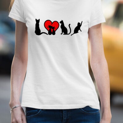 Tricou personalizat cu pisici Love