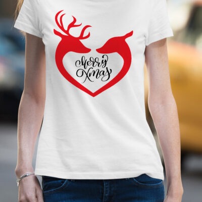 Tricou personalizat cu Ren și Cerb Inimă