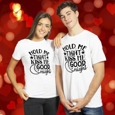 Set tricouri cuplu ”Hold me tight kiss me good night”