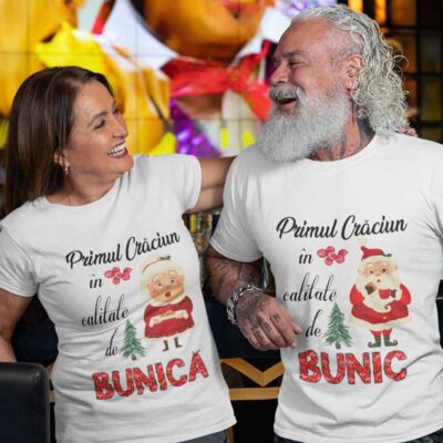 Set tricouri personalizate - Primul Craciun in calitate de bunici